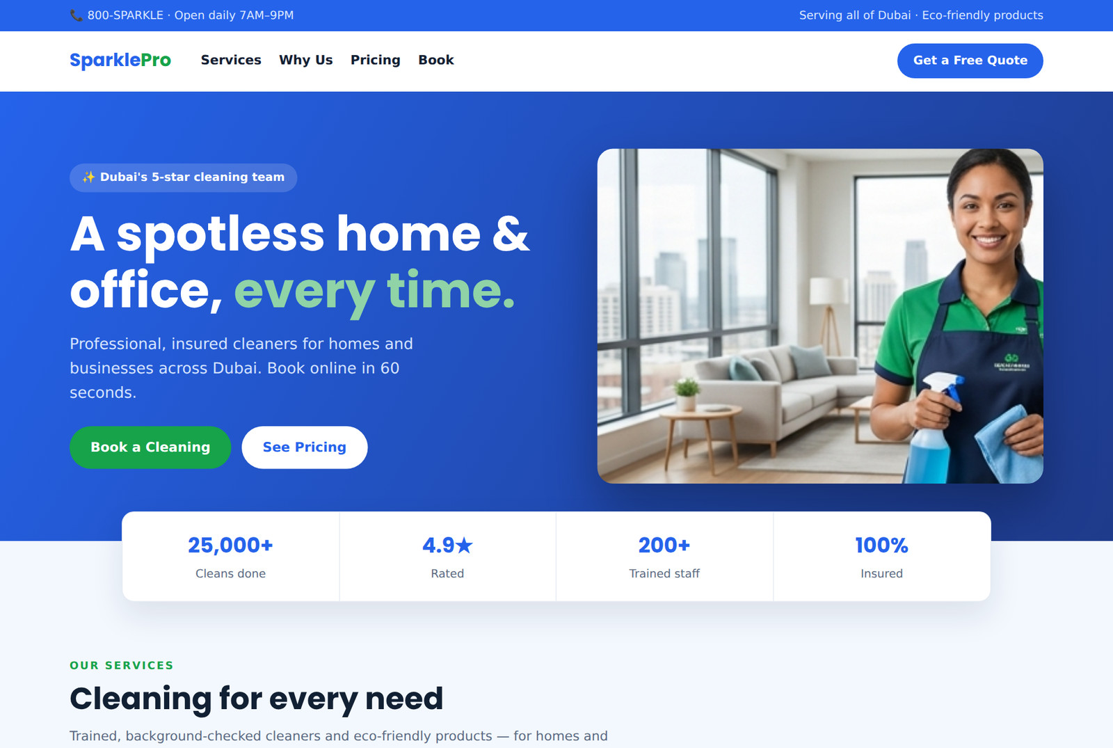 Cleaning company website preview