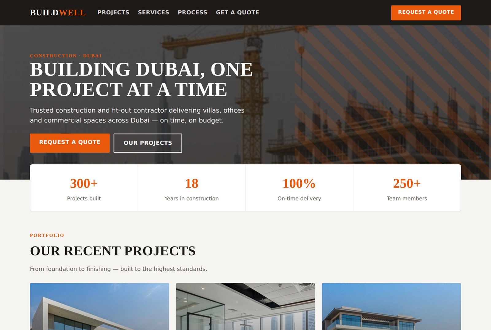 Construction website preview