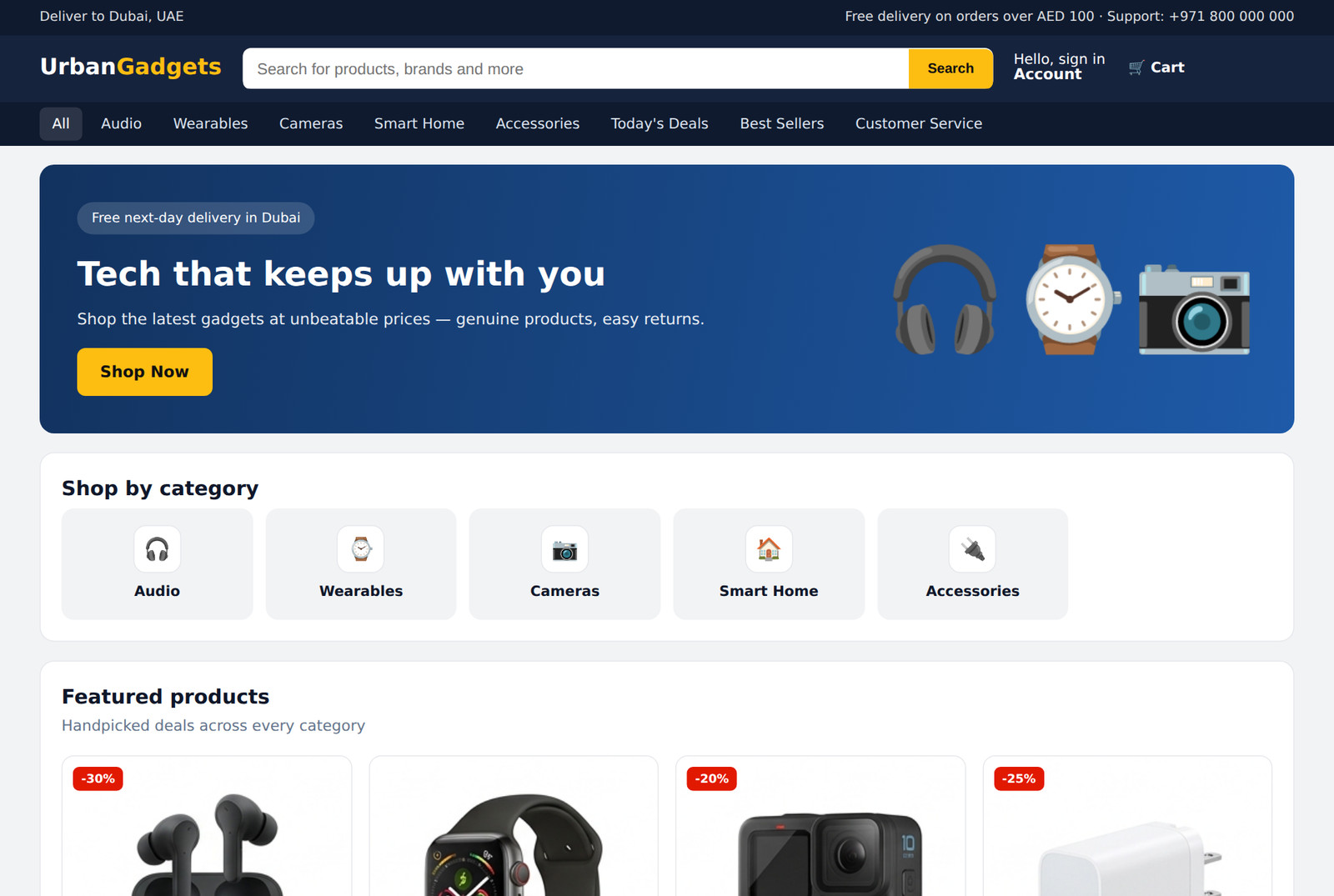 E-commerce website preview