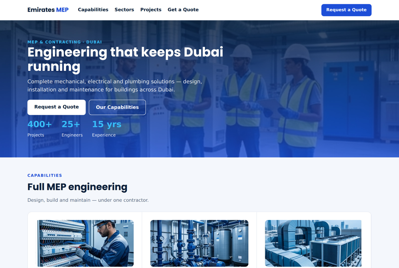 MEP contracting website preview